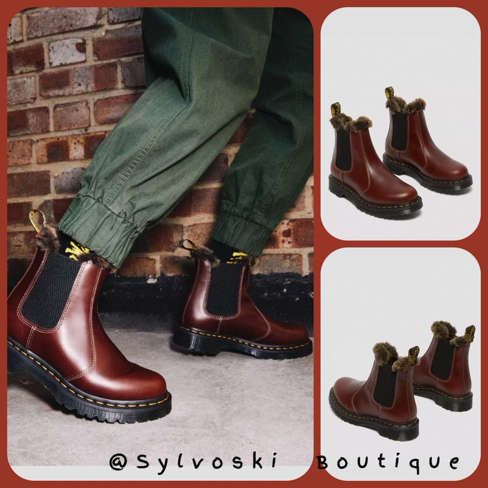 🔥DR MARTENS 2976 LEONORE FAUX FUR LINED CHELSEA BOOTS NWT - Picture 1 of 16
